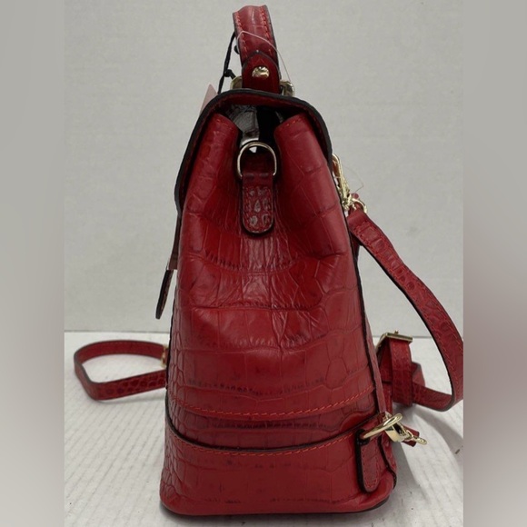 Divina Firenze Trilli Convertible Flap Croc Embossed Satchel Leather Backpack main image 5